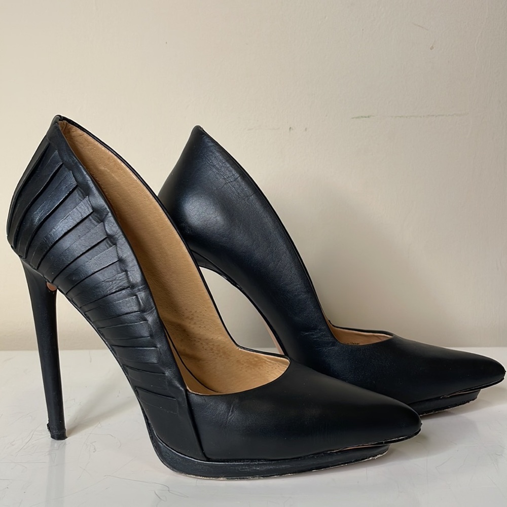 Black Leather L.A.M.B Heels